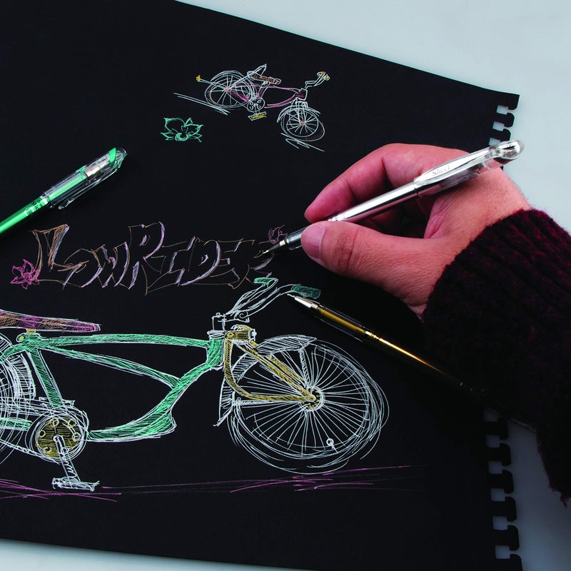 بنتل قلم جل برأس إبرة 0.8 مم من Pentel Arts Slicci Metallic، حبر أزرق معدني، صندوق من 12 قطعة (BG208-MC) - Image 2